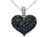 1.05 Carat (ctw) Natural Blue Sapphire Heart Pendant Necklace in Sterling Silver with Chain